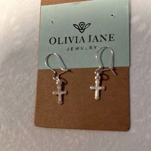 Sterling Silver cross dangle earrings —imprinted 925 to ensure quality —new!